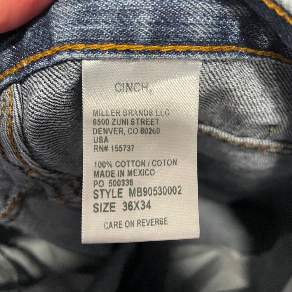 Cinch Jeans MB90530002 Mens Denim Straight Leg Style 36x34 Blue - Picture 7 of 9